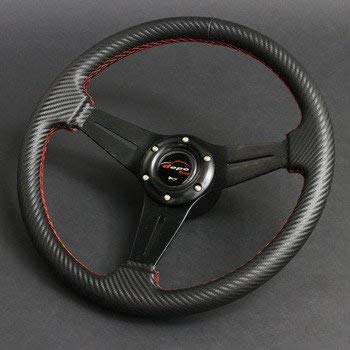 Amazon | ステアリング 35φ N カーボンレザーPVC 赤色ステッチ(N35C